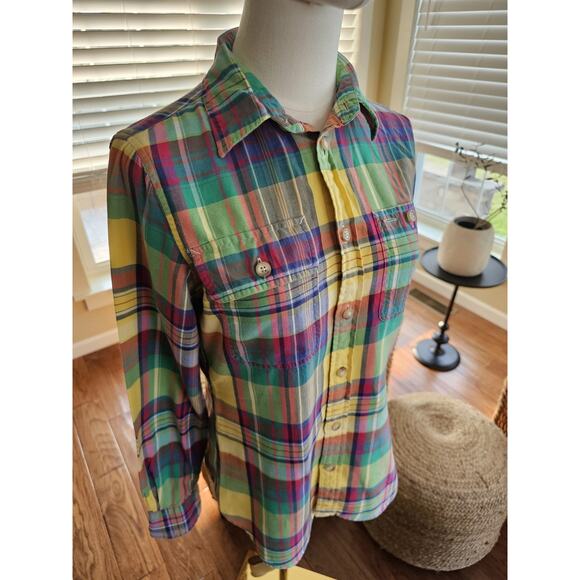 Polo Ralph Lauren Custom Fit Plaid Women’s Size S Button Up Preppy Picnic - Picture 2 of 8